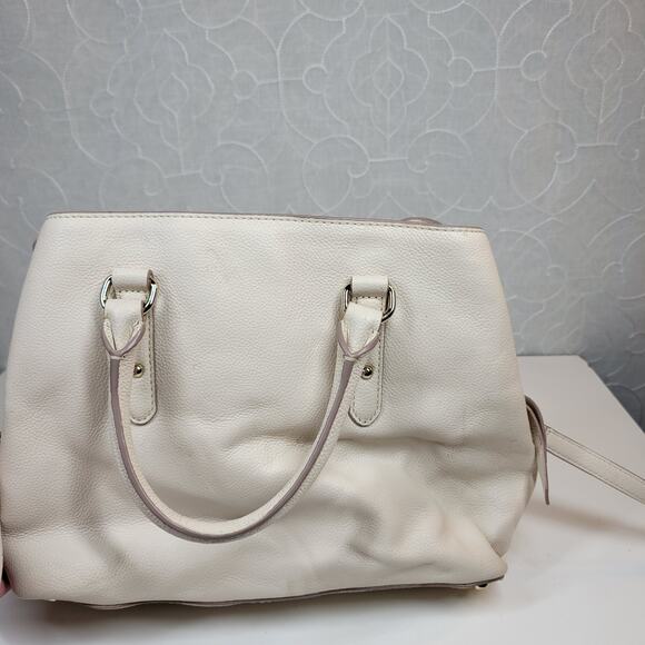 Kate Spade Larchmont Ave Evangelie Satchel Cream‎ Pebbled Leather Crossbody Bag - Picture 9 of 16